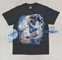 Three Seagull Moon T- Shirt Funny Three Wolf Moon Parody Graphic Unisex  Shirt XL