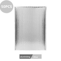50pcs Bubble Mailer Poly Padded Mailing Packaging Padding Self Seal Bag Pink Shipping for Gift Envelopes Purple Envelopes (silver,13*15cm) sidabras