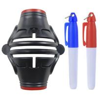 1 Set Golf Ball Marker with Blue & Red Liner Pen 360-Degree Scribing Clip Professional Line Drawing Three-Piece Set Golf raudona