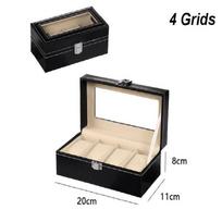 Delesys 4 Positions Pu Watch Box With Lock Household Items Storage Box For Watches Antiques Storage Box  4 Positions