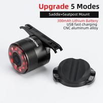 Rockbros Smart Bicycle Rear Light Auto Start/Stop Brake Sense Ipx6 Waterproof Led Type-C Rechargeable Flashlight Bike Accessory