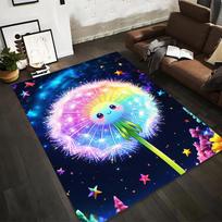 Colorful Cartoon Dandelion with Smiling Face Carpet for Home Decor Suitable for use as an anti-slip for living room bedroom sofas 40x60cm( 15x23in )