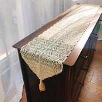 Boho nėriniuotas poliesterinis stalo takelis su kutais – austas stačiakampis Kalėdų šventinis stalo dekoras virtuvei, vestuvėms, vakarienei 30*120cm white