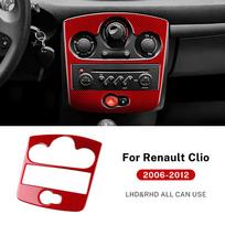 Real Soft Carbon Fiber For Renault Clio 3 2006 2007 2008 2009 2010 2011 2012 Clio Mk 3 III Car CD AC Panel Interior Sticker Red Carbon