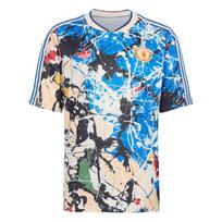 Adidas Originals Manchester United Stone Roses Slim Fit V-Neck Striped Short Sleeve Football Shirt Men tops JZ7098 XL