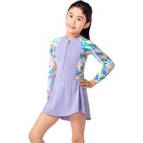 Decathlon Kids' Quick-Dry Long Sleeve One-Piece Swimsuit 125 (7-8Y)