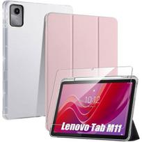 Coque + Verre Trempé pour Lenovo Tab M11 2024, Hybride Antichoc Renforcé avec Porte-Stylet - Rose rožinė