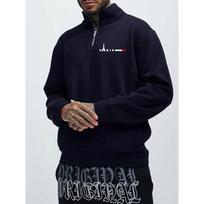 Zipper Stand Up Collar Sweatshirt with Eiffel Tower Logo, Perfect for Casual Streetwear and an Ideal Match for Fashionable Clothing S