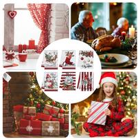 Christmas Dish Towels 6-Piece Absorbent Microfiber Seasonal Winter Christmas Towels Holiday Decor For Home Farmhouse Desktop China Mainland