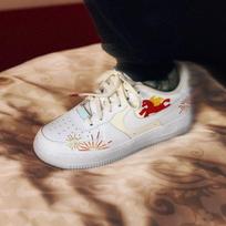 Nike Air Force 1 Low top Kids' Skateboarding Shoes White Red Unisex 36