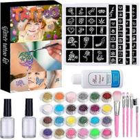 New Tattoo Set Glitter Tattoo Set 24 Color Temporary Glitter Tattoo Set Art Party