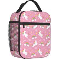 Pink Unicorns Lunch Box for Girls Women Reusable Insulated Bento Tote Bag Portable Thermal Cooler Organizer for Picnic Beach S įvairiaspalvis