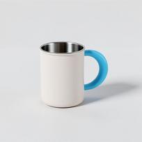 New Stainless Steel Mouthwash Cup and Toothbrush Cup for A Family of Three or Four. Luxury Light-style Mouthwash Cup. Blue handle