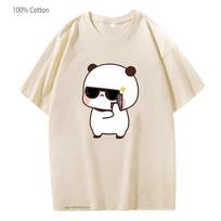 Cartoon Bubu Dudu Graphic T-Shirts Funny Panda Bear Tshirt Girls Kawaii Graphic Tops Y2k Tee Women Clothes Men 100% Cotton Shirt S įvairiaspalvis