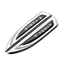 2Pcs Car Styling Body Fender Knife Emblem Metal Badge Stickers For Tesla Model 3 Model S Model X Model Y Coil Roadster 2021 2022