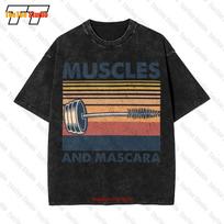 Muscles And Mascara Bodybuilding Powerlifting Gym Vintage Oversized TShirt UR S