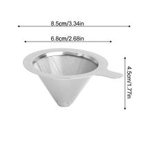 3/1PCS Stainless Steel Coffee Funnel Filters Reusable Conical Coffee Tea Filters Double Layer Coffee Tools Kitchen Accessories