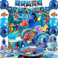 Animacinių filmų gimtadienio dekoracijos, Animacinių filmų vakarėlių dekoracijos ir Animacinių filmų vakarėlių stalo reikmenys - Animacinių filmų tema Gimtadienio vėliava Balionas Lėkštė Staltiesė ir kt. mėlyna