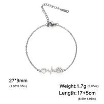Lucktune Heartbeat Cat Paw Charm Bracelet Stainless Steel Heart Claw Pendant Hand Braided Rope Bracelet for Women Jewelry Gift