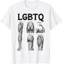 LGBTQ kojos sėdmenys bicepsas tricepsas keturgalviai raumenys sporto salės mėgėjas treniruotės marškinėliai L