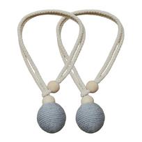 2Pcs Set No-drill Cotton Linen Curtain Tiebacks  Curtain Decor Organization pilka