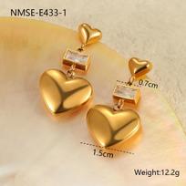 GEMCHIC Women's Double Heart Drop Earrings with Crystal Accent Gold Plated Stainless Steel Fashion Jewelry 18K