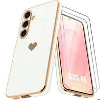 Coque de Protection - BOOLING - Samsung Galaxy S25 FE - Silicone Motif Cœur - Blanc - 2 Verre Trempé balta