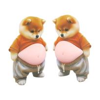 Shiba 3D Inu Dog Belly Sticker - Cute Puppy Wearing Orange Outfit With Soft Pink Background Silicone Self-Adhesive