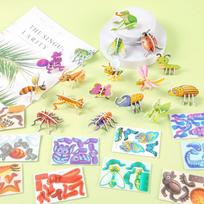 3D 30Pcs/Set Cartoon Puzzles Educational Toys Insect Dinosaur Animal And Vehicle Themes Diy Cardboard Puzzles Montessori Toys