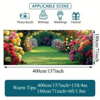 2D Green Lawn Rose Path Backdrop, Large 2D Floral Background for Wedding, Birthday & Party Photography Props 47.2x31.5inch/120*80cm