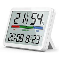 Pack of 2 Long Battery Life Digital Hygrometer thermometers with Temperature Display and Clock for Continuous Indoor Monitoring balta