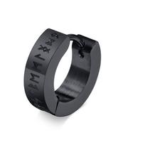 Rock Punk Norse Viking Runes Hoop Earrings for Men, Waterproof Stainless Steel Huggie Hoops Ear Gift Jewelry, brincos masculinos