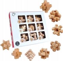 Zestaw Drewnianych Klocków 3D Łamigłówek 9W1 Gra| Puzzle Logiczne Iq (B017)