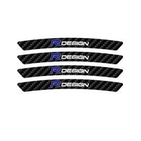 4Pcs Car Rims Wheels Curved Carbon Fiber Sticker Decal For Volvo Rdesign AWD C30 C70 S40 S70 S80 V40 V50 V60 V70 XC40 XC60 XC70