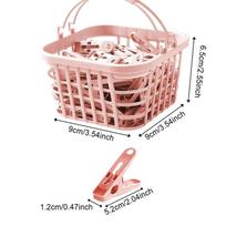 30 vnt. Plastikiniai drabužių segtukai Skalbinių segtukai Drabužių segtukai Laikymo organizatorius Antklodžių rankšluosčių spaustukai Spyruokliniai Su krepšeliu Pakabos rožinė