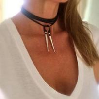 DIY Black String Wrap Choker Necklace Women Suede Leather Rope Tie Choker Long Necklace Sexy Velvet Ribbon Gothic Chokers juoda