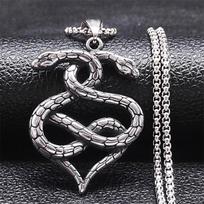 Retro Vikings Snake Necklace Stainless Steel Norse Mythology Serpent Pendant Necklaces Jewelry corrente masculina NZ308S02