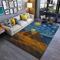 Van Gogh Starry Night Style Carpet with Egyptian Pyramid Design  Suitable for use as an anti-slip for living room bedroom sofas 40x60cm( 15x23in )