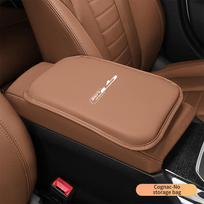 Leather Car Armrest Cushion Storage Box Cover Pad Mat For kia GT gtline xline ceed Forte RIO STINGER Seltos K3 K5 Accessories oranžinė