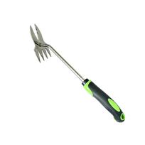 Garden Weeding Tool Handheld Weed Puller with Stainless Steel Fork and Rake Head for Easy Root Removal and Soil Loosening žalia