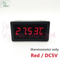 Digital Thermometer DC12V 24V / 5V Red Blue LED Temperature Display Indicator 5135T, Optional: Pt100 RTD Sensor Class A 4 Wire Red 5V display only