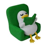 1/2Pcs Reading Book Lying Duck Figurine 3D Printed Holding Heart Sofa Duck Statue Sculpture Desktop Ornament Gift for Holiday Birthday Christmas žalia