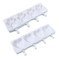 2pcs Silica Gel Easy To Clean Silicone Ice Mold Summer DIY Popsicles Ice Cream Making Works Tool As Shown