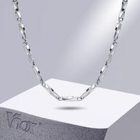 Vnox Mobius Chain Necklaces for Men, 4mm Twisted Bar Links Necklace, Never Fade Silver Color Geometric Boy Collar 18cm-23cm