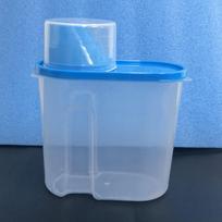 Portable Airtight Pet Food Storage Barrel With Measuring Cup Kitchen Rice Cereal Container Sealed Snack Storage Box mėlyna