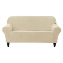Europietiško stiliaus sofos užvalkalas gyvenamajam kambariui „Spandex Stretch“ pliušinis fotelio sofos užvalkalas namų dekorui, vienspalvis baldų apsauginis sluoksnis 1 seater (85-135cm) smėlis