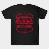 Men Black Print T-shirt Benny'S Burgers No-Cut Transfer Paper Print Cotton Tshirt S juoda