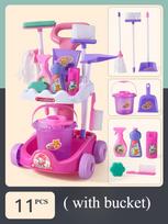 Cleaning Housekeeping Trolley Playset Caddy Includes Accessories And Toy Vacuum With Sounds And Lights Pretend Play For Girls
