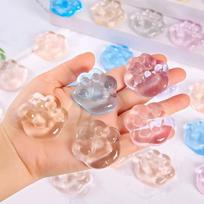 Cute 5/10/20Pcs Kawaii Cat Paws Sticky Squeeze Toys Soft Realistic Jelly Glitter Cat Paws Transparent Squeeze Toys Kids Adult Gifts