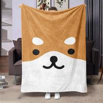 Shiba Inu Flannel Blanket - Ultra-Soft Quilted Print | Cozy All-Season, Sofa/Bedroom Decor, Animal Theme Gift 75x90cm